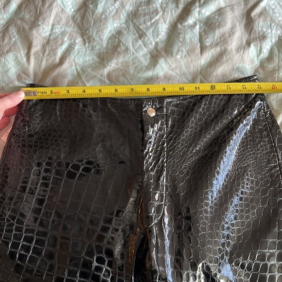 Comme Toujours Patent Leather Croc Embossed High Rise Pants - Picture 12 of 15